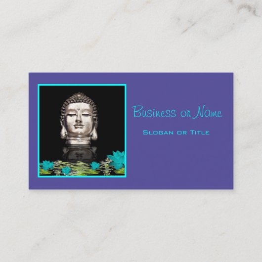 Silver Buddha Head Statue Visitekaartje (Voorkant)