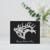 Silver Bull Elk Silhouette Briefkaart (Staand voorkant)