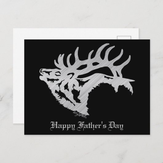 Silver Bull Elk Silhouette Briefkaart (Voorkant / Achterkant)