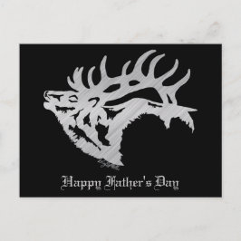 Silver Bull Elk Silhouette Briefkaart