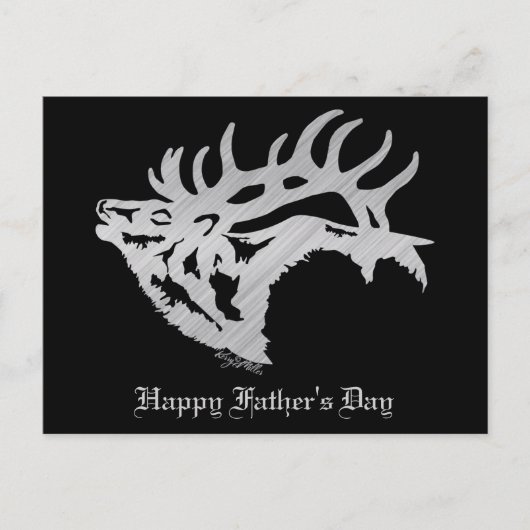 Silver Bull Elk Silhouette Briefkaart (Voorkant)