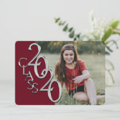 Silver Burgundy 2020 Photo Afstuderen Invitation Kaart (Staand voorkant)