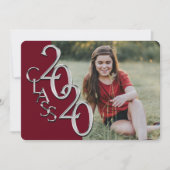 Silver Burgundy 2020 Photo Afstuderen Invitation Kaart (Voorkant)