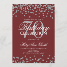 Silver Burgundy 70th Birthday Glitter Confetti