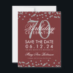Silver Burgundy 70th Birthday Save Date Confetti Save The Date<br><div class="desc">Het elegante "70th Birthday Party"-ontwerp met Silver Faux Glitter Confetti Burgundy en aangepaste naam en tekst met details. Eenvoudig te gebruiken en eenvoudig aan te passen. Bestel vandaag nog!</div>