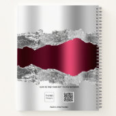 Silver burgundy agate marble name script notitieboek (Achterkant)
