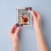 Silver burgundy florale foto Save the Date bruilof Flyer (Hand)