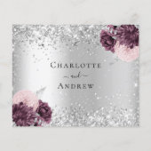Silver burgundy florals budgettbruiloft RSVP-kaart Flyer (Achterkant)