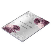 Silver burgundy florals elegant glamoureus notitieboek (Linkerzijde)
