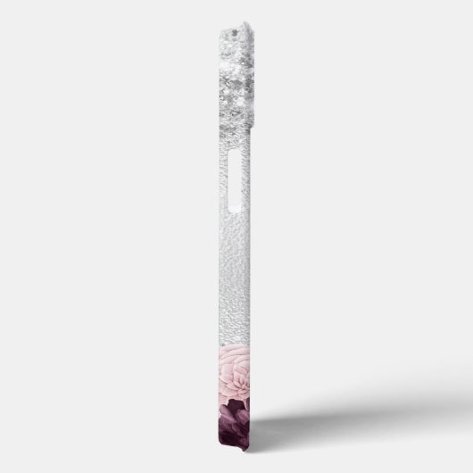 Silver burgundy florals elegant monogram Case-Mate iPhone case (Achterkant / Rechts)