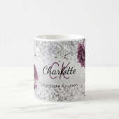 Silver burgundy florals elegant monogram koffiemok (Center)