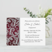 Silver Burgundy maroon floral swirl verloving Kaart (Staand voorkant)