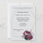 Silver Burgundy Marsala Floral Vrijgezellenfeest Kaart (Voorkant)