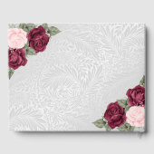 Silver Burgundy Pink Roses Botanische Funeral Foto Gastenboek (Achterkant)