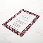 Silver Burgundy Red Floral Vrijgezellenfeest Folie Uitnodiging (Gedraaid)