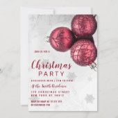 Silver burgundy red glitter kerst kaart (Voorkant)