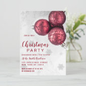 Silver burgundy red glitter kerst kaart (Staand voorkant)