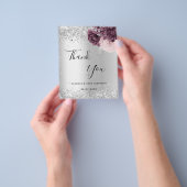 Silver burgundy roze floral budget bedankt voor je flyer (Hand)