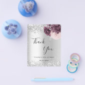 Silver burgundy roze floral budget bedankt voor je flyer (Enkel)