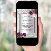 Silver burgundy roze floral elegant kaart