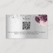 Silver burgundy trouwwebsite RSVP QR-code Informatiekaartje (Achterkant)