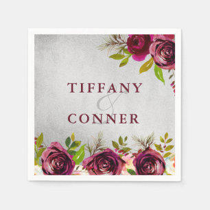 Silver Burgundy Wedding Verloving Jubileum Servetten