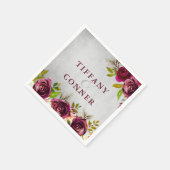 Silver Burgundy Wedding Verloving Jubileum Servetten (Hoek)