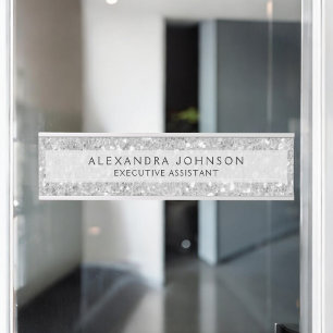 Silver Business Glitter Sparkle Moderne Chic Bureau Naambordje