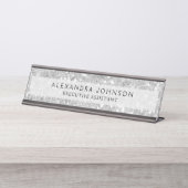 Silver Business Glitter Sparkle Moderne Chic Bureau Naambordje (Voorkant)