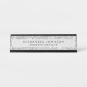 Silver Business Glitter Sparkle Moderne Chic Bureau Naambordje (Voorkant)