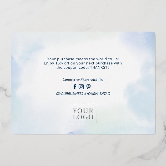 Silver Business Logo Hartelijk dank, pakket invoeg Folie Uitnodiging (Achterkant)