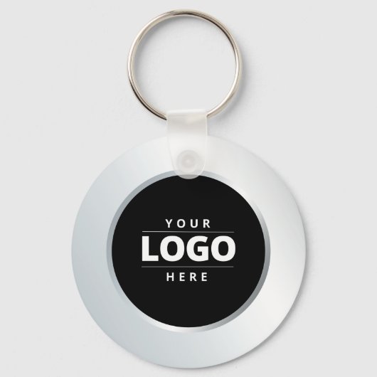 Silver Business Logo QR Code Medewerker Sleutelhan Sleutelhanger (Voorkant)