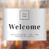 Silver business logo welkom openingstijden raamsticker (Vel 2)