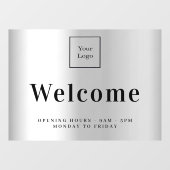Silver business logo welkom openingstijden raamsticker (Vel)