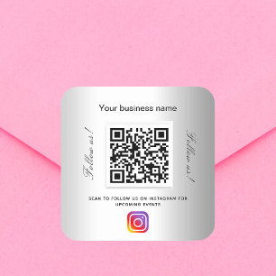 Silver business name qr code instagram vierkante sticker