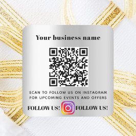 Silver Business QR-code Instagram volgen Vierkante Sticker