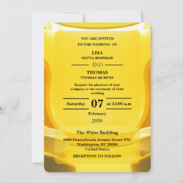 Silver Butter Yellow Modern Wedding Kaart