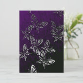 Silver Butterflies Gothic Invitation Kaart (Staand voorkant)