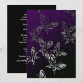 Silver Butterflies Gothic Invitation Kaart (Voorkant / Achterkant)