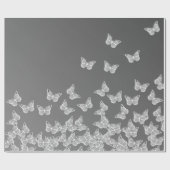 Silver butterflies patroon, schattige insecten, ad cadeaupapier (Vlak)