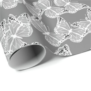 Silver butterflies patroon, schattige insecten, ad cadeaupapier