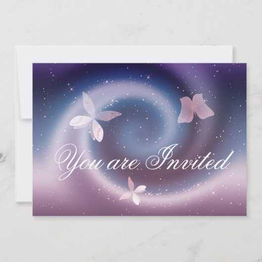 Silver Butterflies-uitnodigingskaart Kaart (Voorkant)