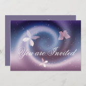 Silver Butterflies-uitnodigingskaart Kaart (Voorkant / Achterkant)