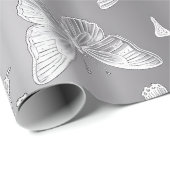 Silver Butterflies Wildlife Lovers Cadeaupapier (Rol Hoek)