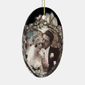 SILVER BUTTERFLY EN FLOWERS HEART FOTO TEMPLATE KERAMISCH ORNAMENT (Rechts)