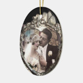 SILVER BUTTERFLY EN FLOWERS HEART FOTO TEMPLATE KERAMISCH ORNAMENT (Links)