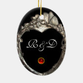 SILVER BUTTERFLY EN FLOWERS HEART FOTO TEMPLATE KERAMISCH ORNAMENT (Achterkant)