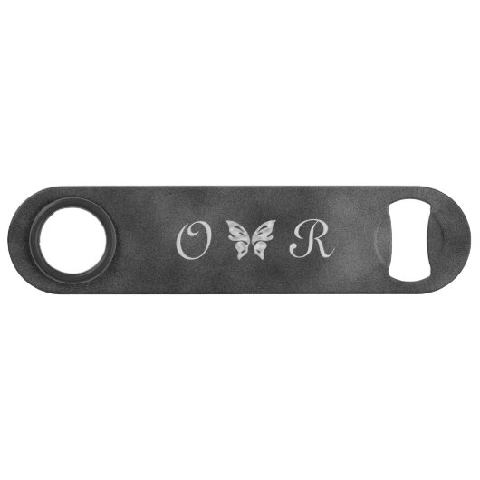 Silver Butterfly & Grey Velvet Bottle Opener Speed Flessenopener (Voorkant (Horizontaal))