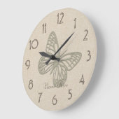  Silver Butterfly Linen Naam wandklok toevoegen (Hoek)