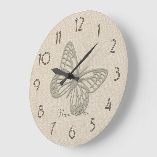  Silver Butterfly Linen Naam wandklok toevoegen (Hoek)
